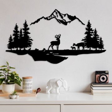 Wanddekoration 2 Stk. 70x38 cm Hirsch Metall/schwarz