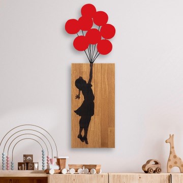 Wanddekoration 34x99 cm Mädchen Holz/Metall