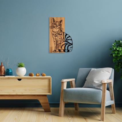 Wanddekoration 38x58 cm Katze Holz/Metall