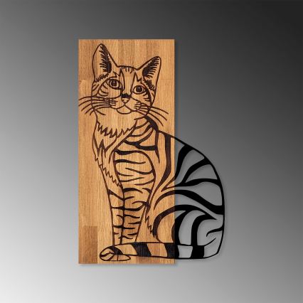 Wanddekoration 38x58 cm Katze Holz/Metall