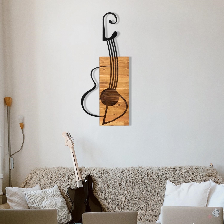 Wanddekoration 39x93 cm Guitarre Holz/Metall