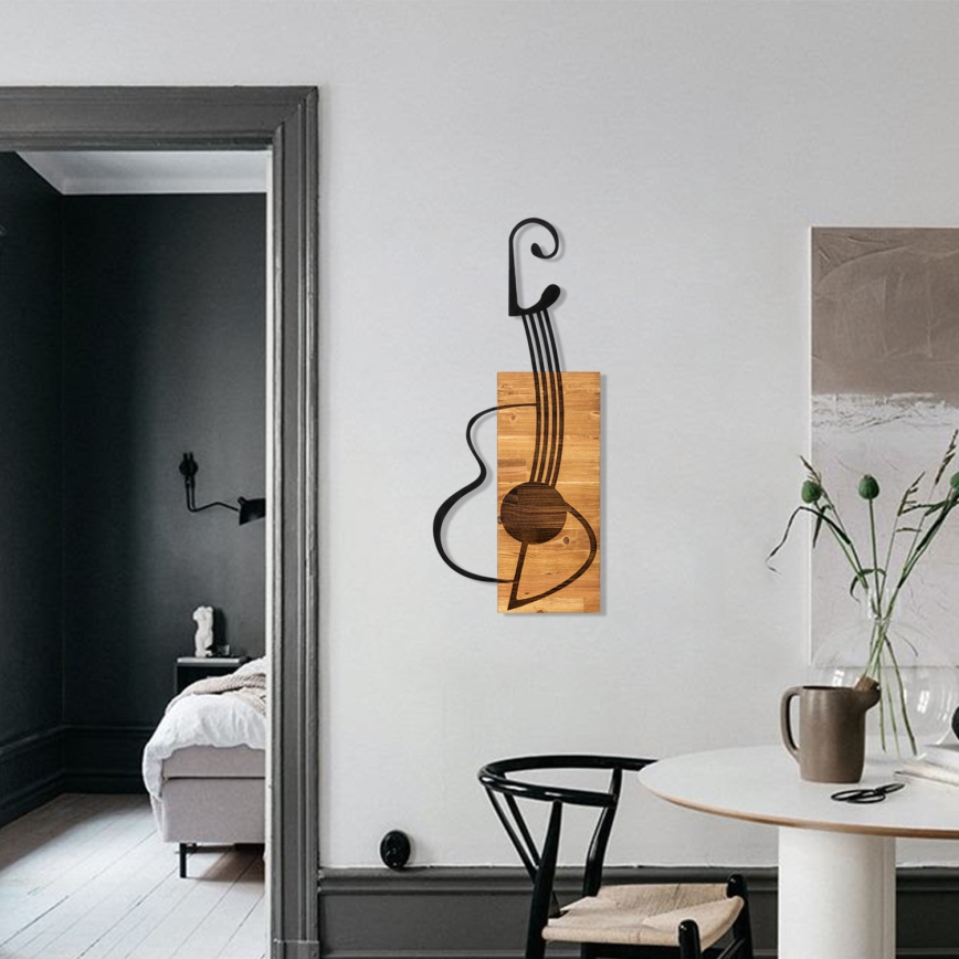 Wanddekoration 39x93 cm Guitarre Holz/Metall