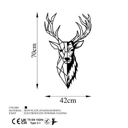 Wanddekoration 42x70 cm Hirsch Metall