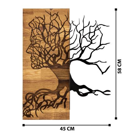 Wanddekoration 45x58 cm Lebensbaum Holz/Metall