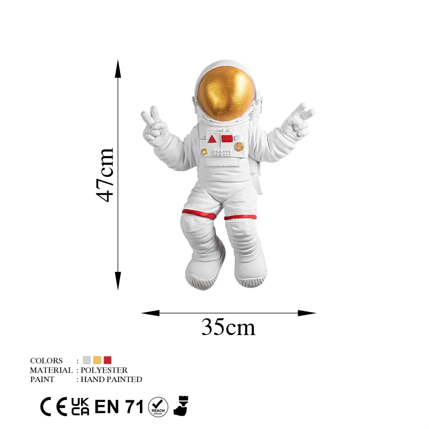 Wanddekoration 47x35 cm Astronaut golden