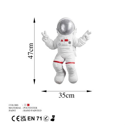 Wanddekoration 47x35 cm Astronaut silbern