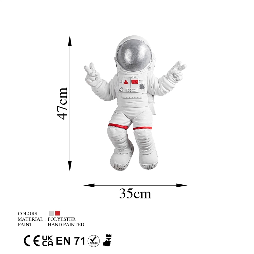 Wanddekoration 47x35 cm Astronaut silbern