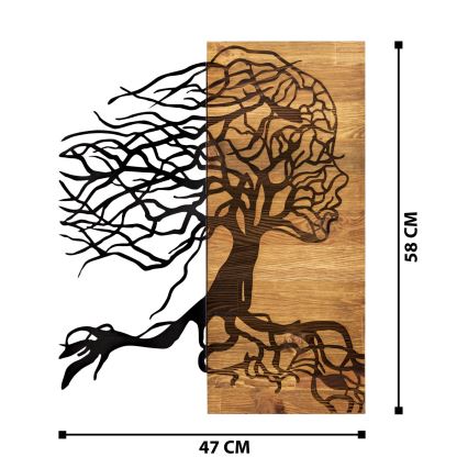 Wanddekoration 47x58 cm Lebensbaum Holz/Metall