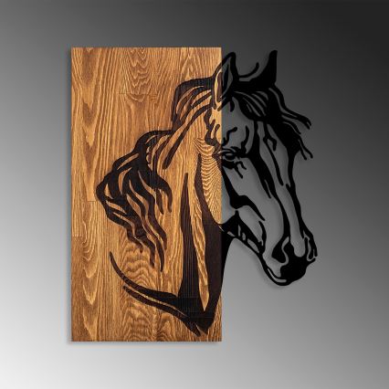 Wanddekoration 48x58 cm Pferd Holz/Metall