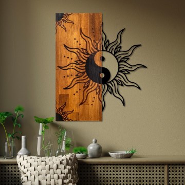 Wanddekoration 50x58 cm Yin und Yang Holz/Metall