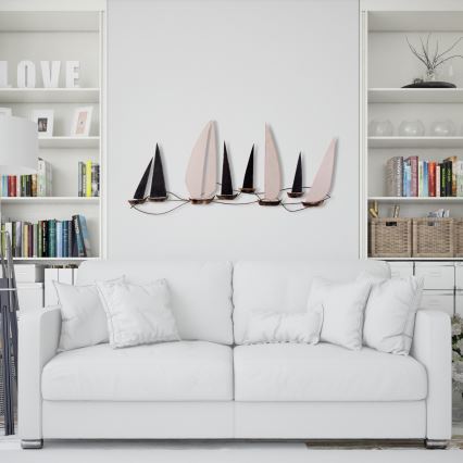 Wanddekoration 52x117 cm Segelboot aus Metall