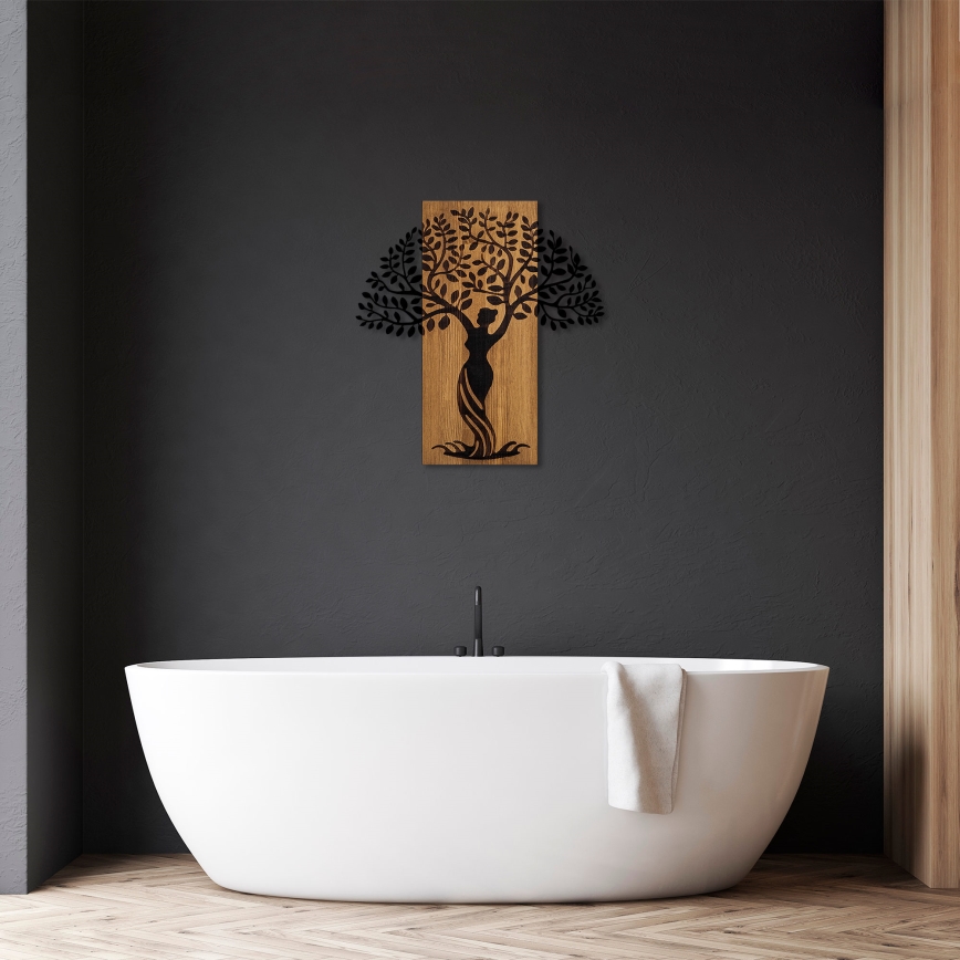 Wanddekoration 54x58 cm Baum Holz/Metall