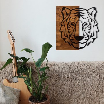 Wanddekoration 56x58 cm Tiger Holz/Metall