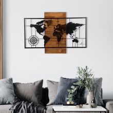 Wanddekoration 58x85 cm Landkarte Holz/Metall