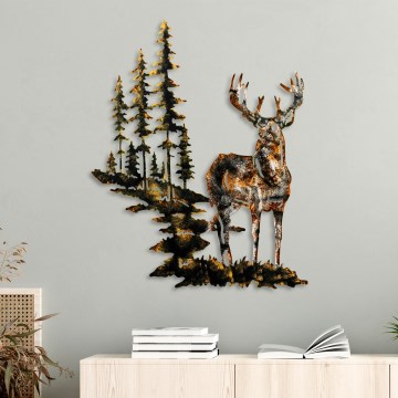 Wanddekoration 65x79 cm Hirsch Metall