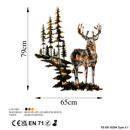 Wanddekoration 65x79 cm Hirsch Metall