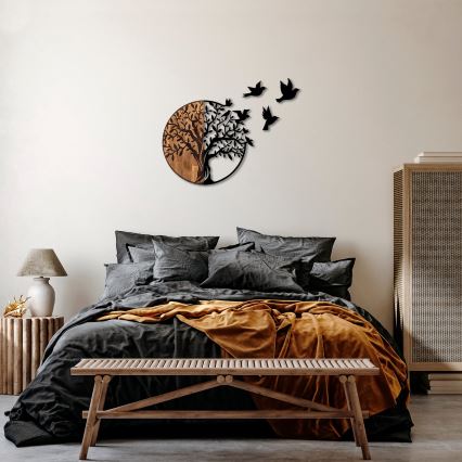 Wanddekoration 71x92 cm Baum Holz/Metall