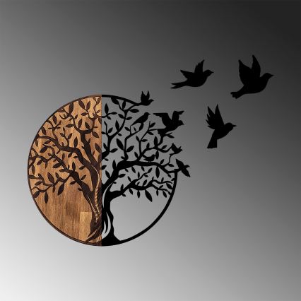 Wanddekoration 71x92 cm Baum Holz/Metall