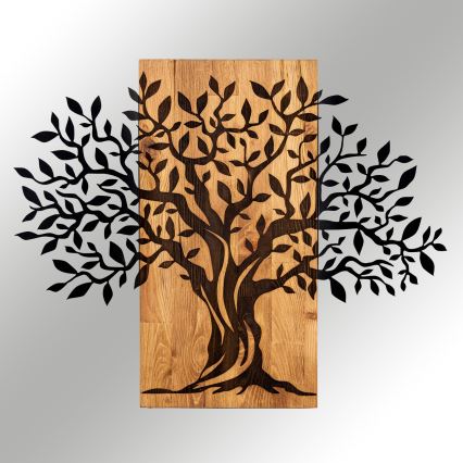 Wanddekoration 72x58 cm Baum Holz/Metall