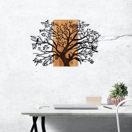 Wanddekoration 85x58 cm Baum Holz/Metall