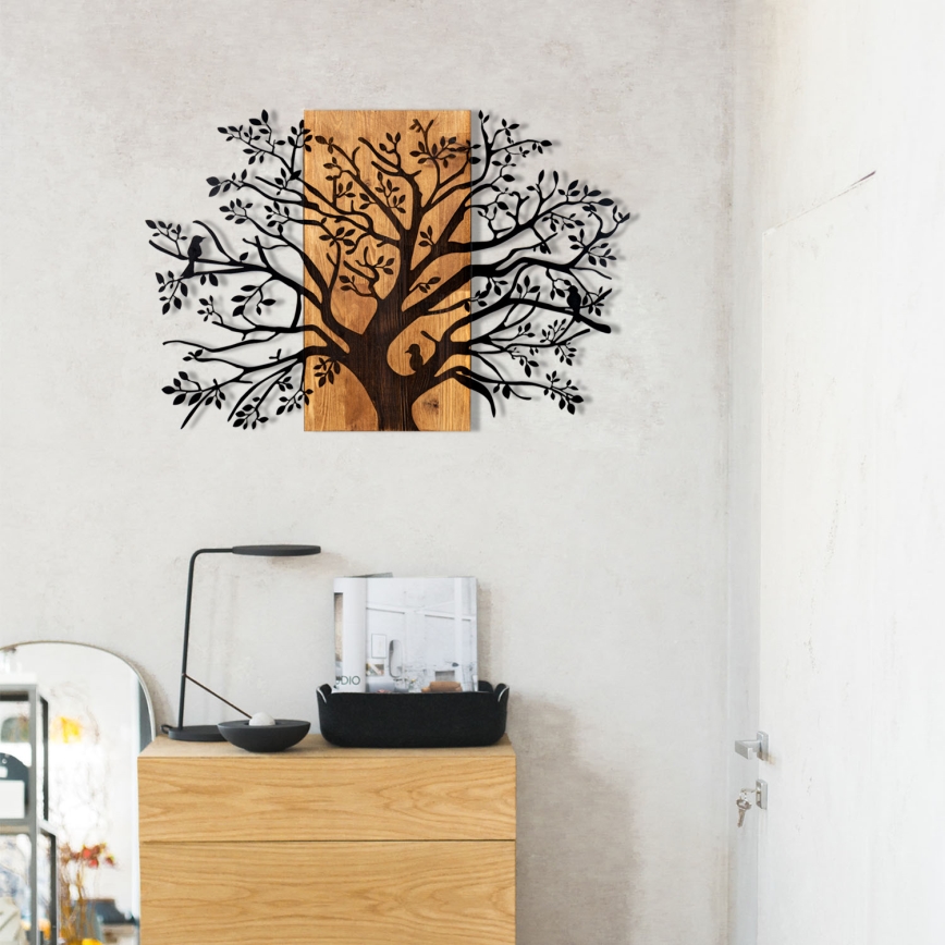 Wanddekoration 85x58 cm Baum Holz/Metall