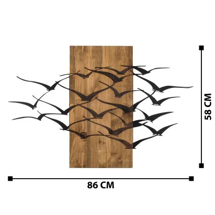 Wanddekoration 86x58 cm Vögel Holz/Metall