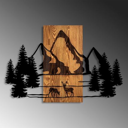 Wanddekoration 88x57 cm Berge Holz/Metall