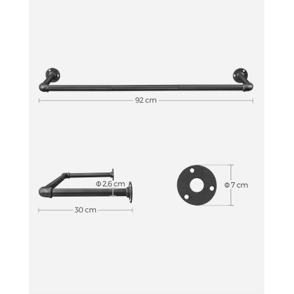 Wandgarderobe für Kleiderbügel LINEA 92x7x30 cm schwarz