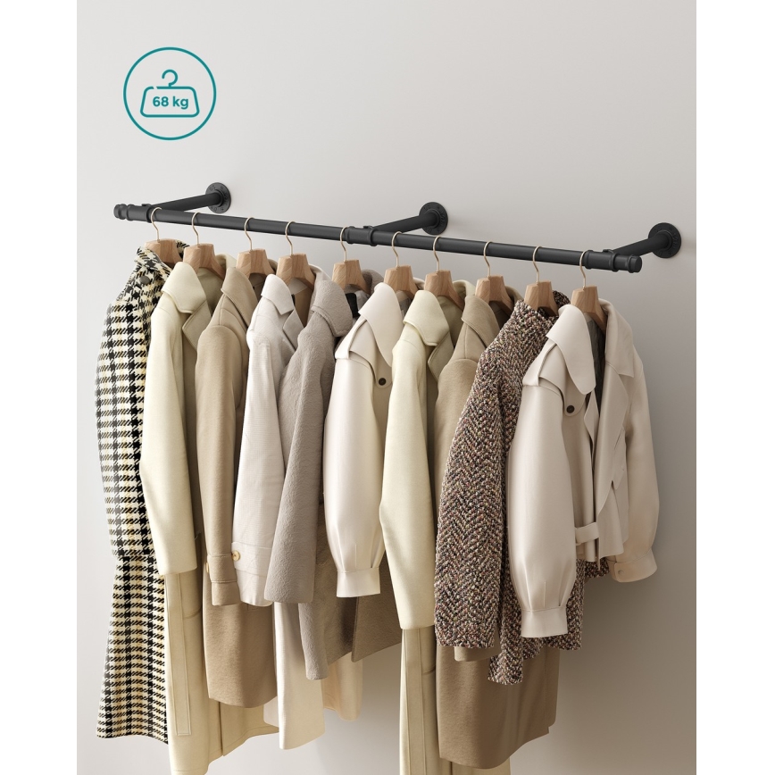 Wandgarderobe für Kleiderbügel LINEA, schwarz