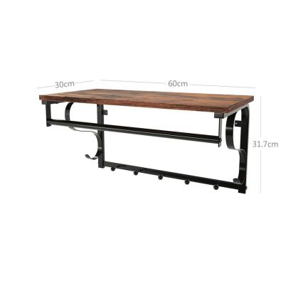 Wandgarderobe mit Ablage NATE braun/schwarz