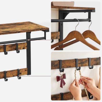 Wandgarderobe mit Ablage NATE braun/schwarz