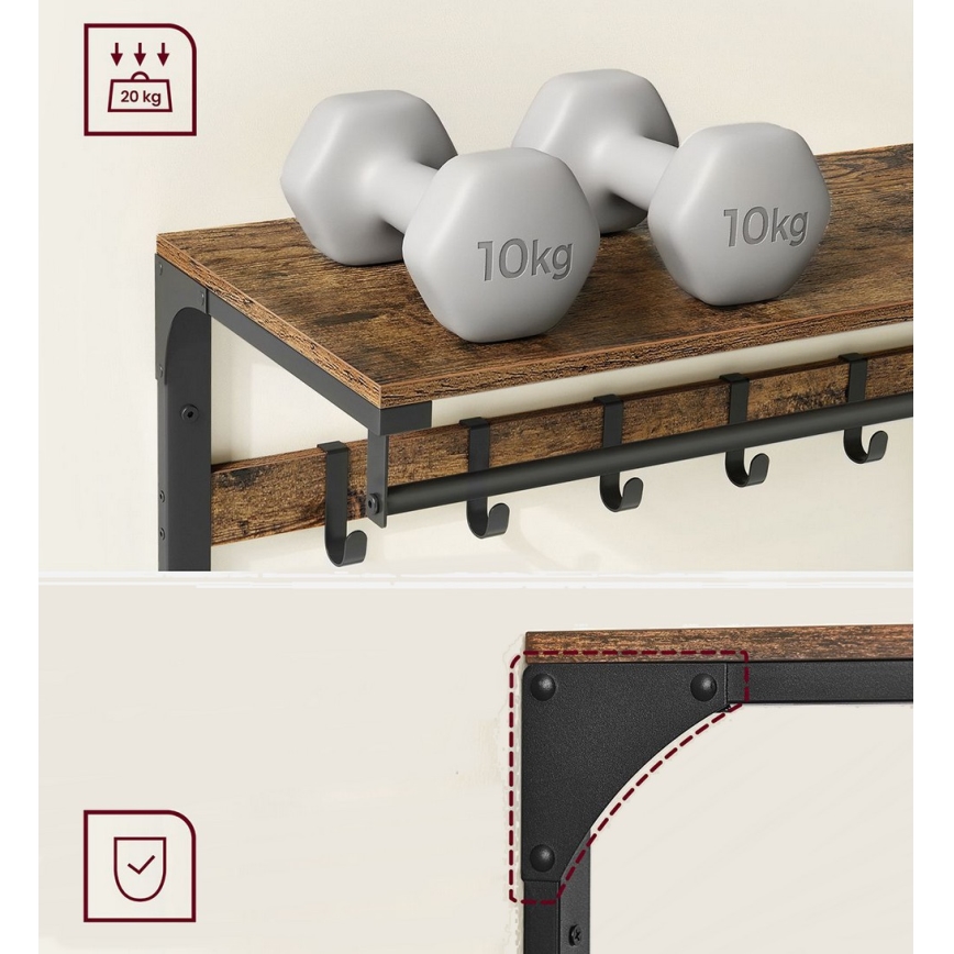 Wandgarderobe mit Ablage NATE Braun/Schwarz