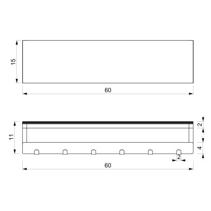Wandhandtuchhalter mit Ablage 10x60 cm weiß