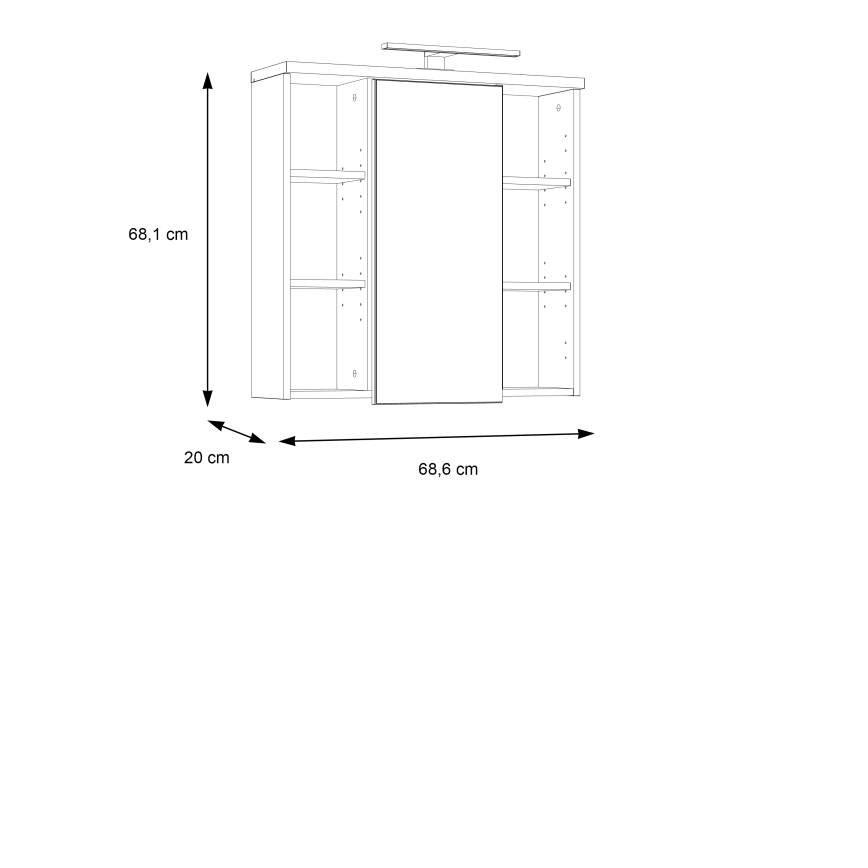 Wandhängender Badezimmerschrank mit Spiegel VENOM anthrazit/braun