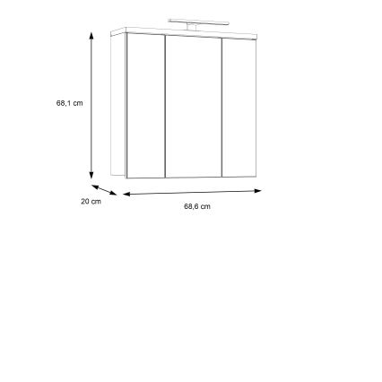 Wandhängender Badezimmerschrank mit Spiegel VENOM, anthrazit/braun