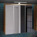 Wandhängender Badezimmerschrank mit Spiegel VENOM weiß/Artisan-Eiche