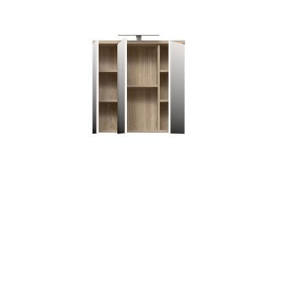 Wandhängender Badezimmerschrank mit Spiegel VENOM, weiß/Sonoma-Eiche