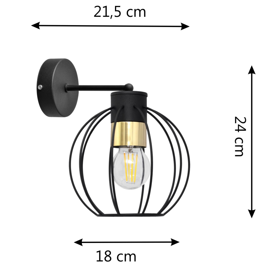 Wandlampe STARLIGHT 1xE27/15W/230V schwarz/golden
