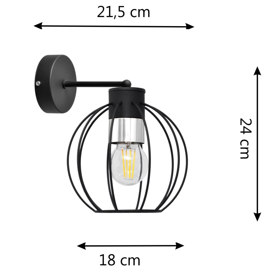 Wandlampe STARLIGHT 1xE27/15W/230V schwarz/silbern