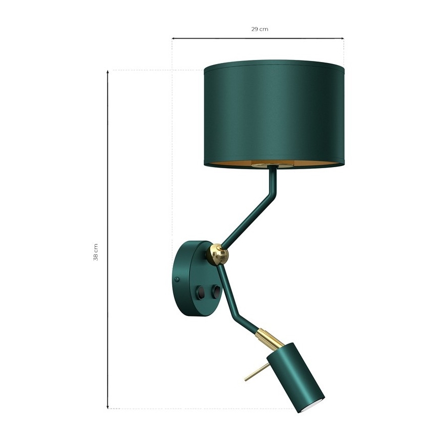 Wandlampe VERDE 1xE27/60W/230V + 1xGU10-MR11/7W grün