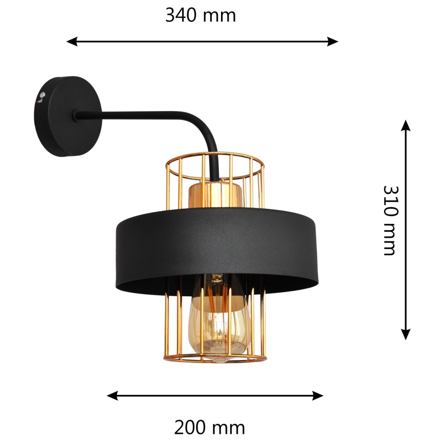 Wandlampe VOLTA 1xE27/15W/230V 34 cm schwarz/gold