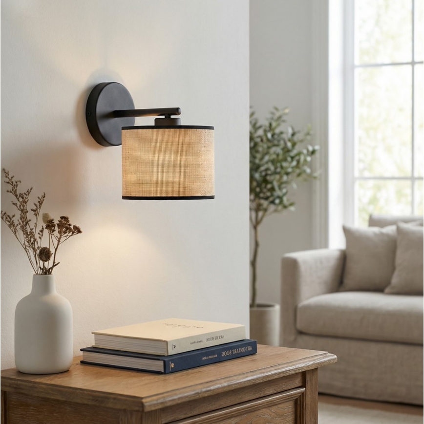 Wandleuchte ECO 1xE27/15W/230V beige/Rattan