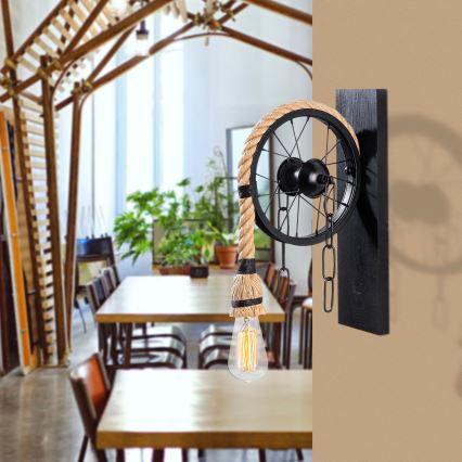 Wandleuchte EREBOS 1xE27/40W/230V schwarz/braun