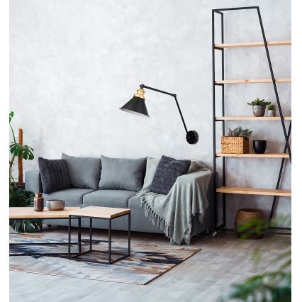 Wandleuchte FUNDO 1xE27/40W/230V schwarz/gold