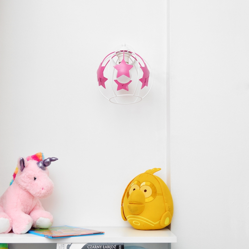 Wandleuchte für Kinder STARS 1xE27/15W/230V rosa/weiß