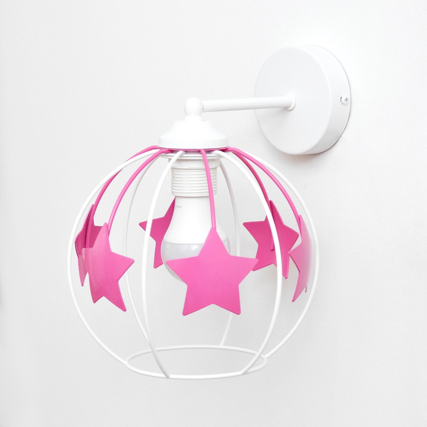 Wandleuchte für Kinder STARS 1xE27/15W/230V rosa/weiß