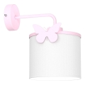 Wandleuchte für Kinder SWEET 1xE27/15W/230V weiß/rosa/Schmetterling