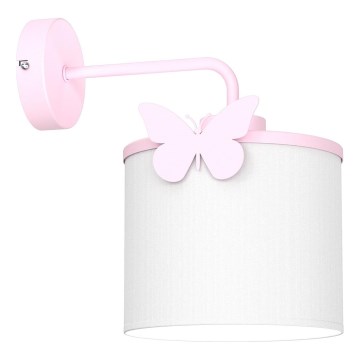 Wandleuchte für Kinder SWEET 1xE27/15W/230V weiß/rosa/Schmetterling