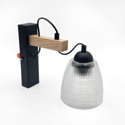 Wandleuchte LEANDRA 1xE27/15W/230V Eiche/Schwarz