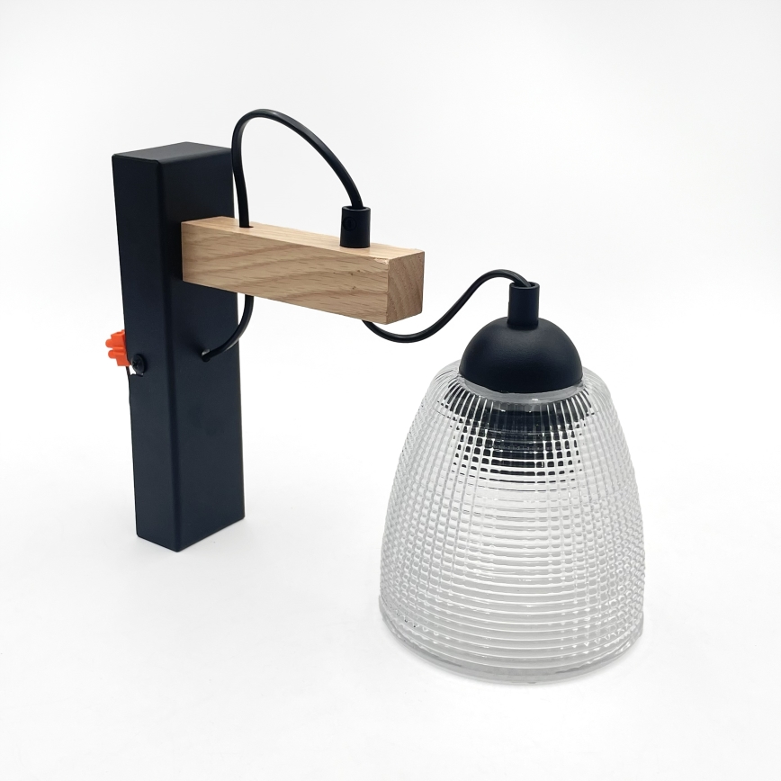 Wandleuchte LEANDRA 1xE27/15W/230V Eiche/Schwarz